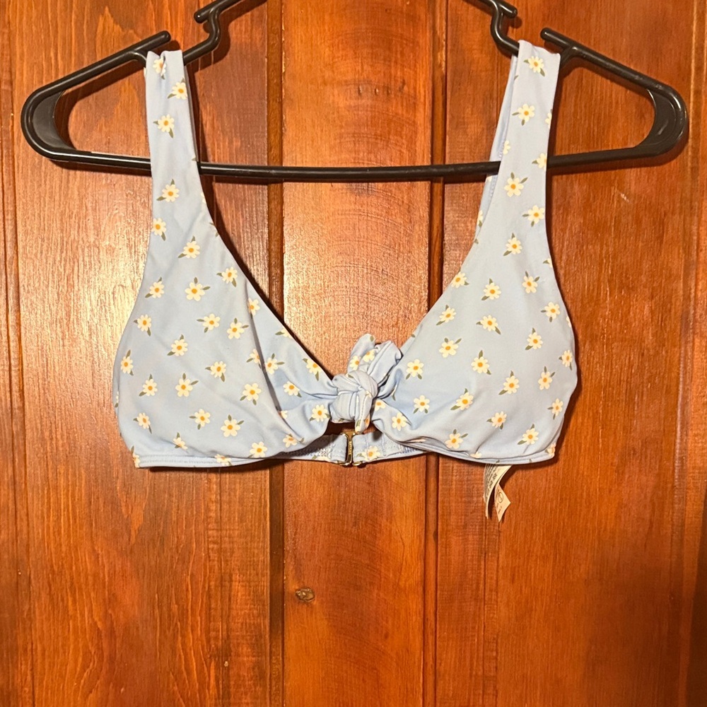 Hollister Light Blue Floral Bikini Top